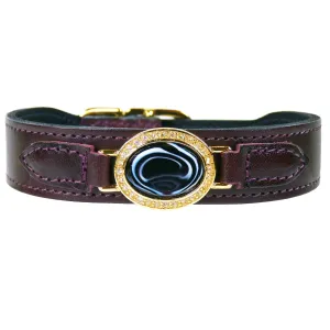 Lavish Dog Collar in Bordeaux & Gold