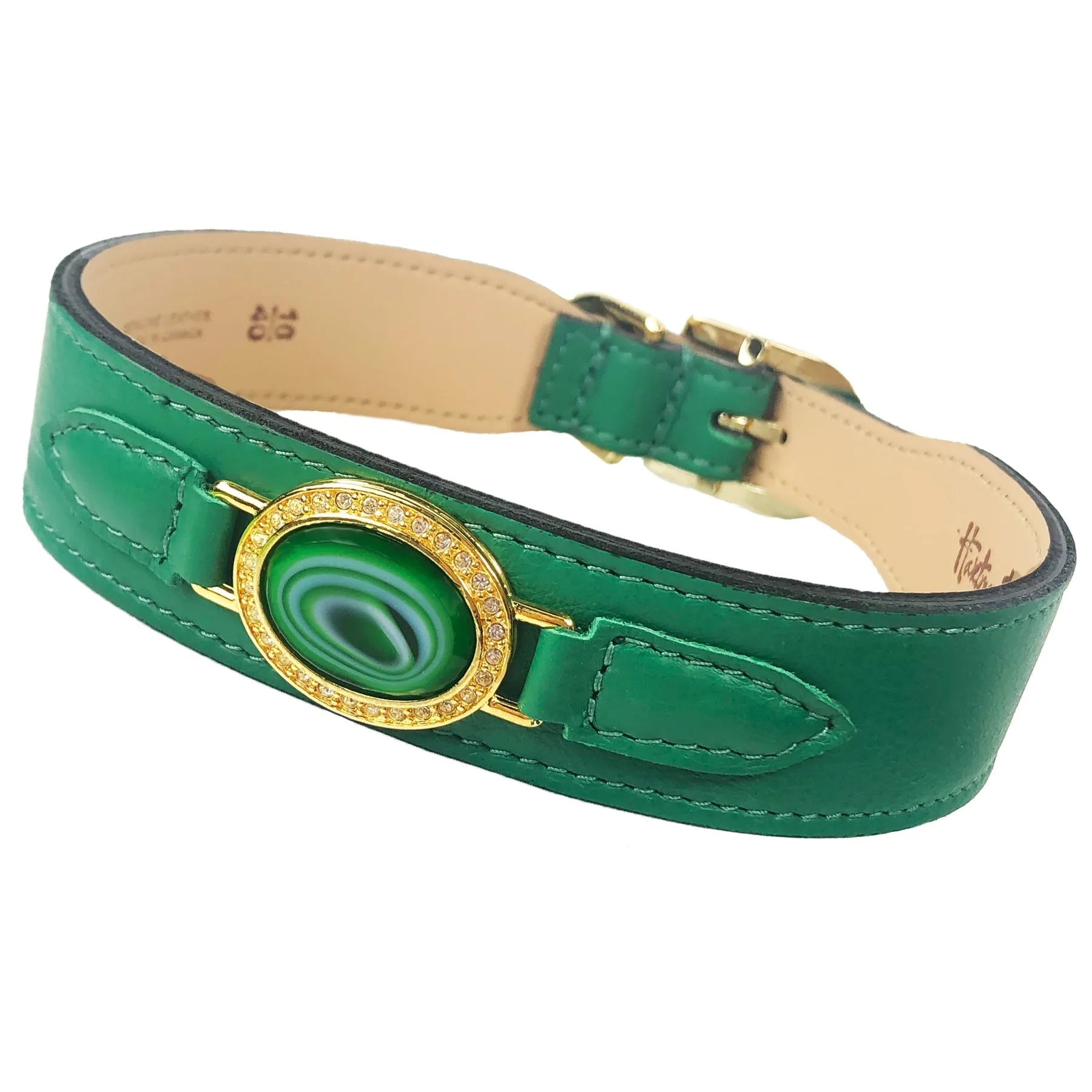 Lavish Dog Collar in Emerald Green & Gold