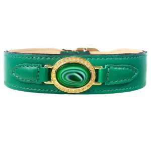Lavish Dog Collar in Emerald Green & Gold