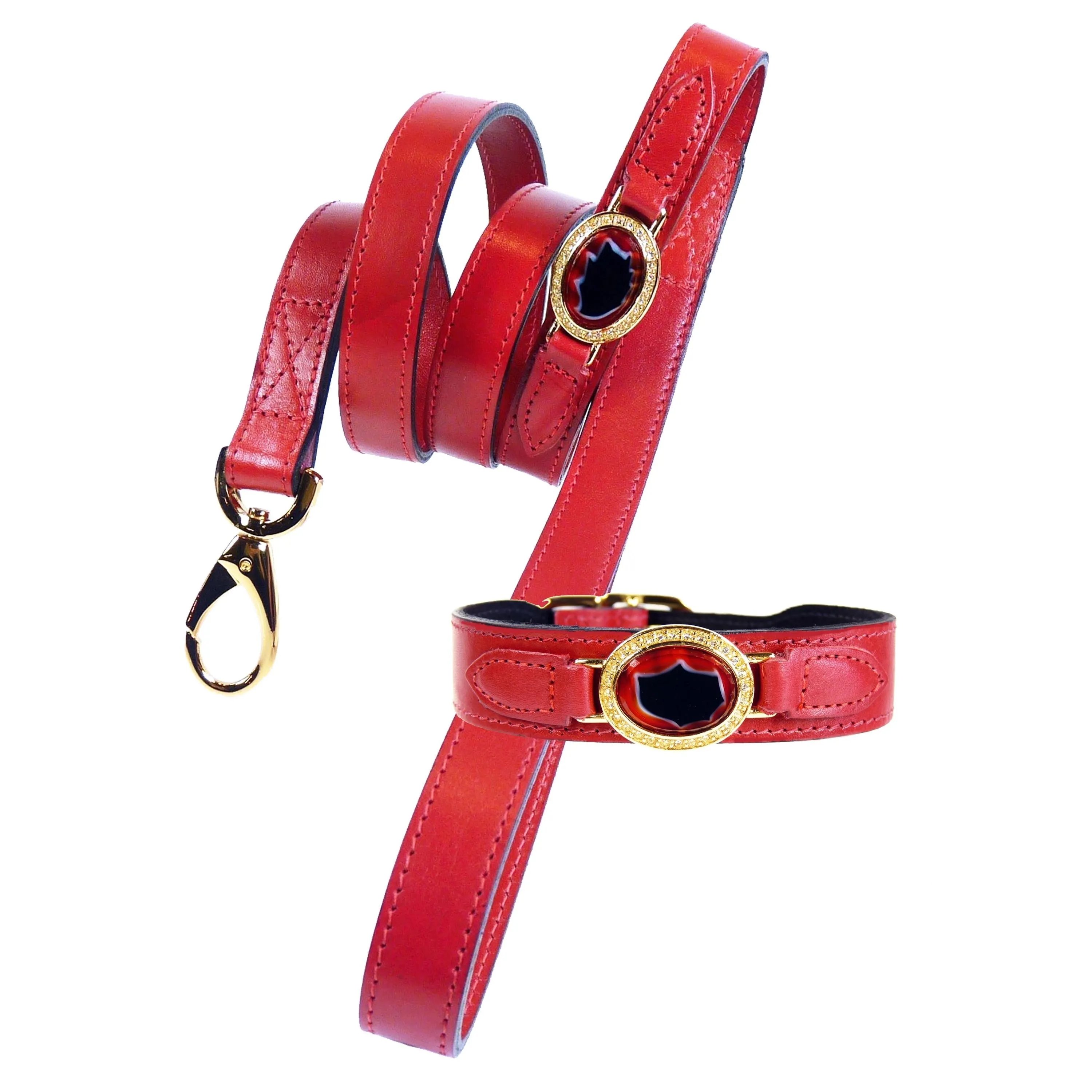 Lavish Dog Collar in Ferrari Red & Gold