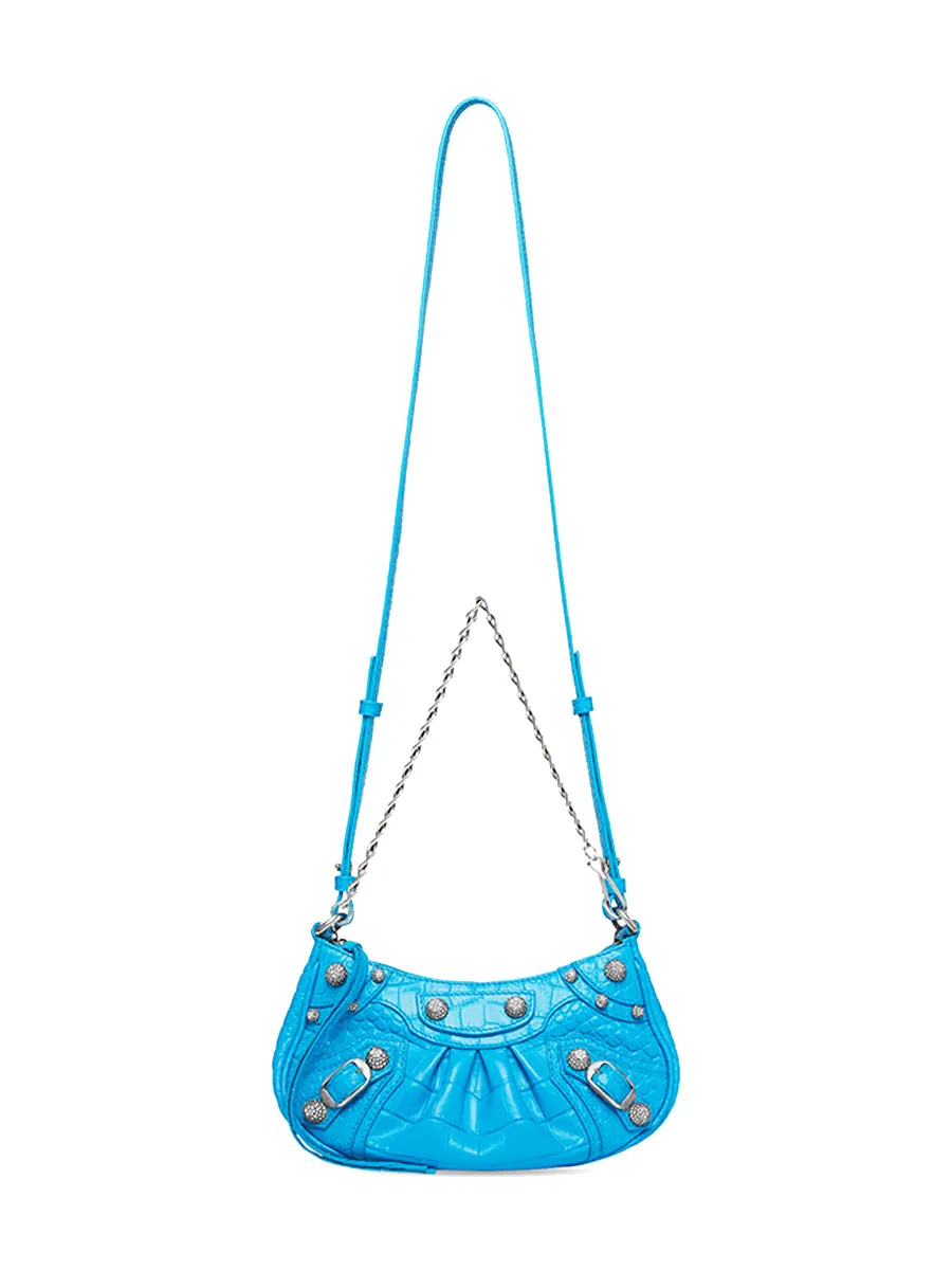 Le Cagole Mini Purse with Chain Crocodile Embossed