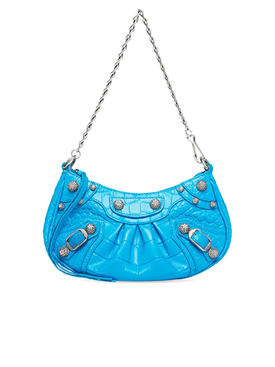 Le Cagole Mini Purse with Chain Crocodile Embossed