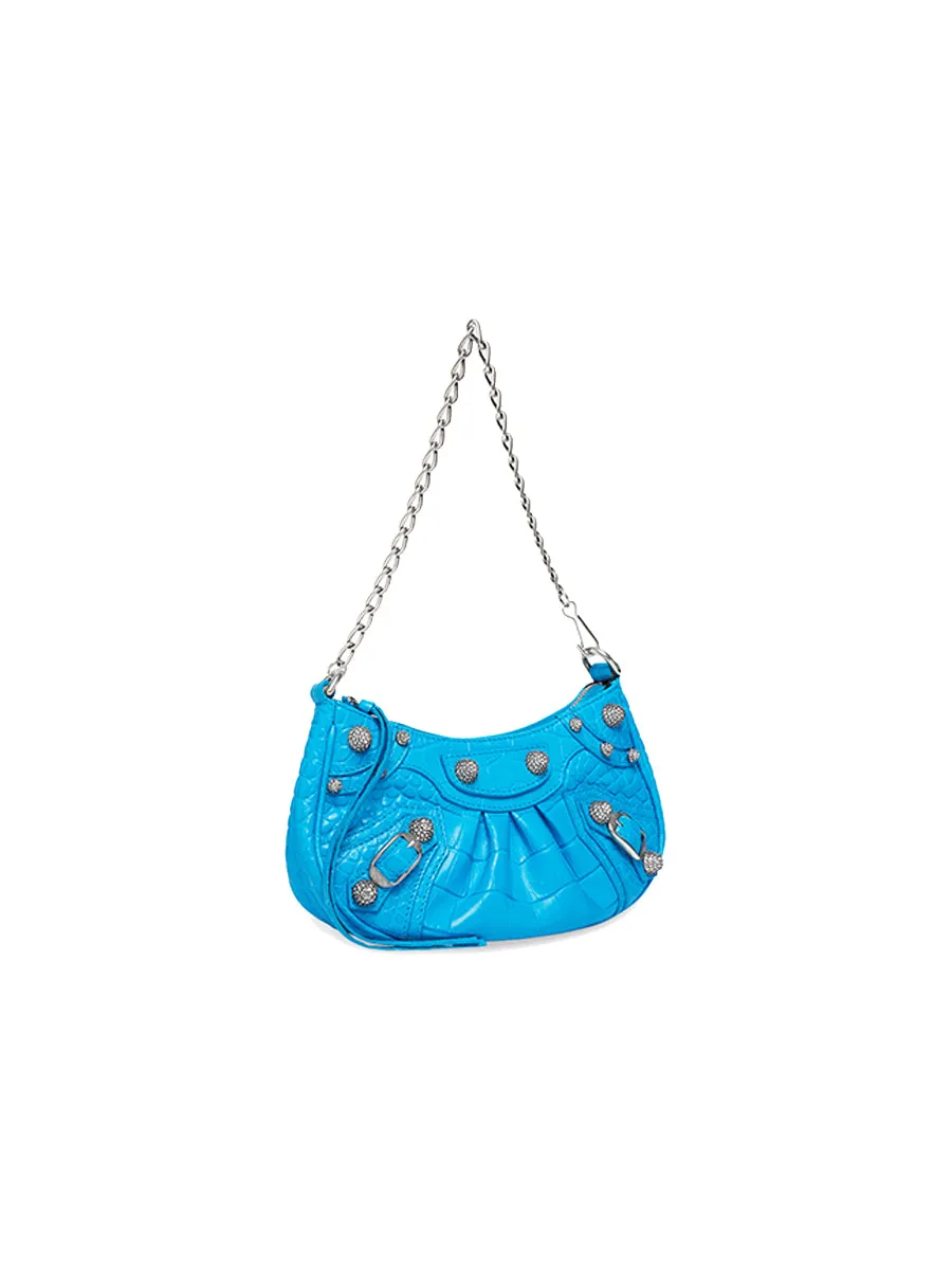 Le Cagole Mini Purse with Chain Crocodile Embossed