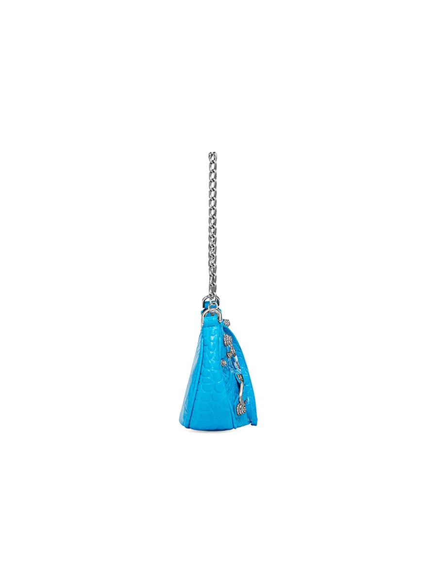 Le Cagole Mini Purse with Chain Crocodile Embossed