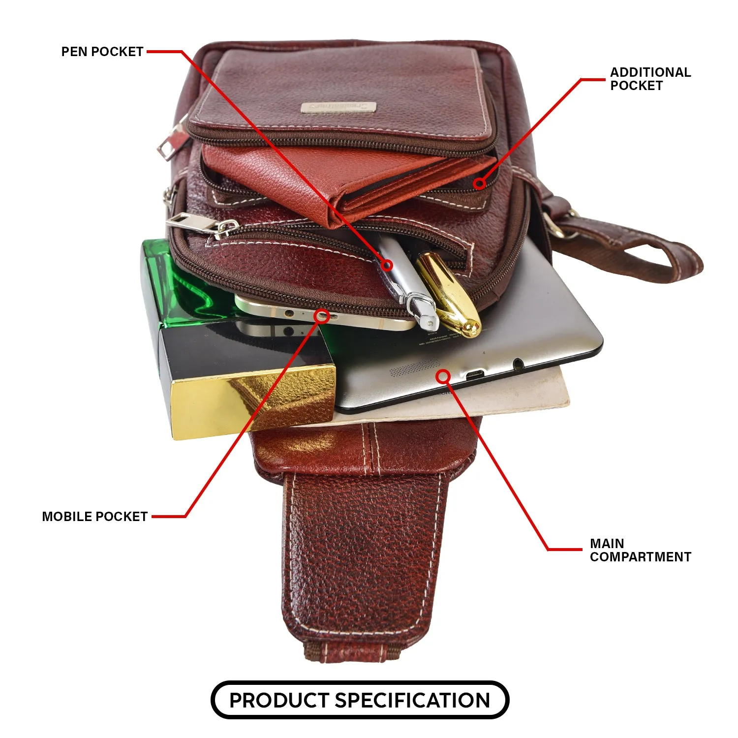 LEATHER BACKPACK 998906 (BROWN)