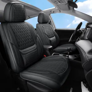 Leather Car Seat Covers,Car Seat Covers Full Set,Automotive Seat Covers 5 Seats,Fit for Most Cars SUV and Most Sedans Hatchbacks Crossovers,Breathable Waterproof Full Wrapping Edge Seat Covers