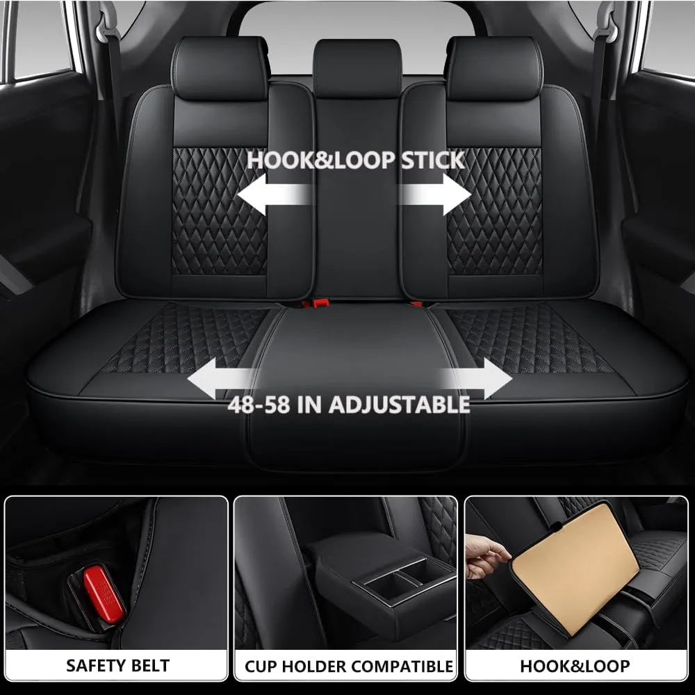 Leather Car Seat Covers,Car Seat Covers Full Set,Automotive Seat Covers 5 Seats,Fit for Most Cars SUV and Most Sedans Hatchbacks Crossovers,Breathable Waterproof Full Wrapping Edge Seat Covers