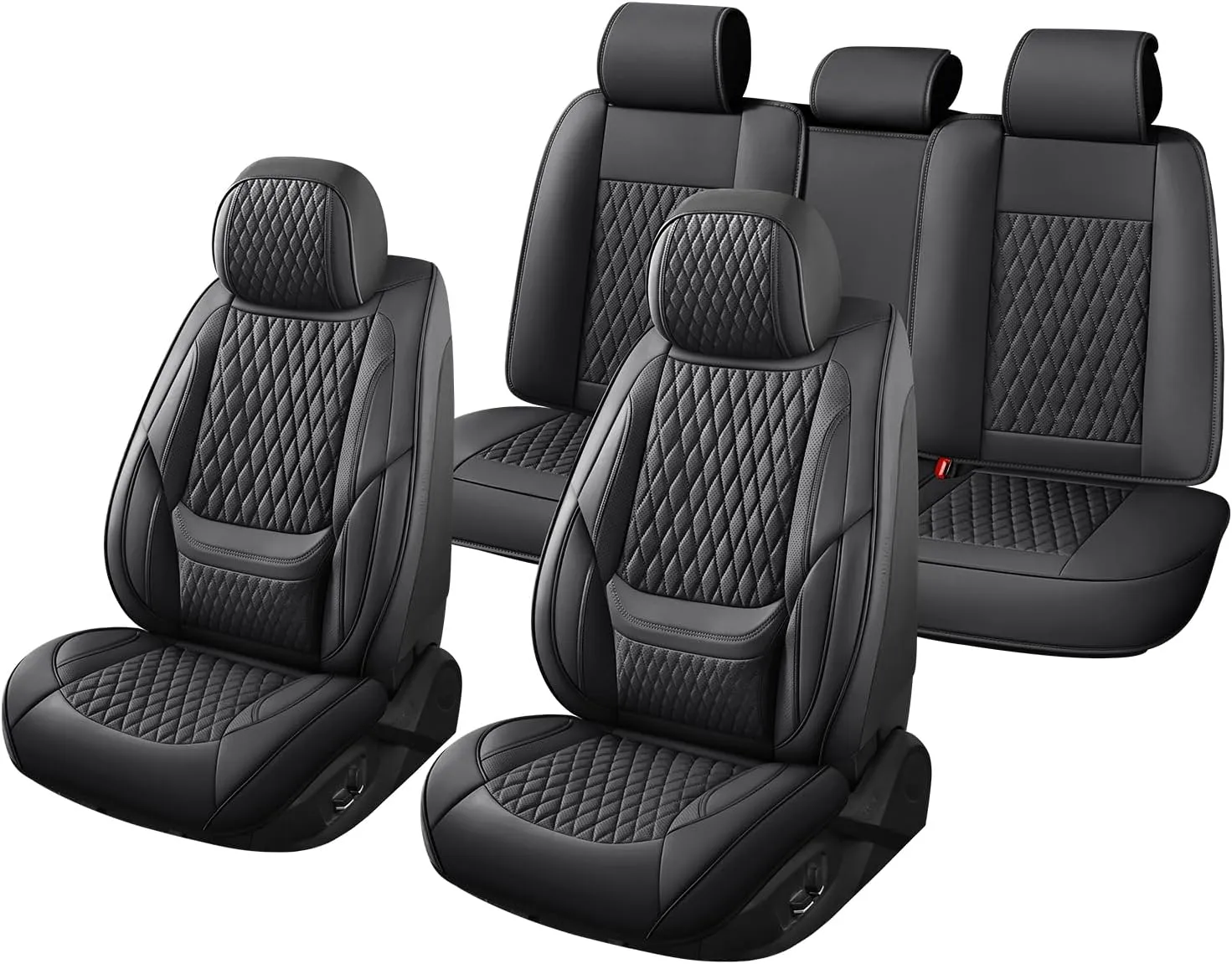 Leather Car Seat Covers,Car Seat Covers Full Set,Automotive Seat Covers 5 Seats,Fit for Most Cars SUV and Most Sedans Hatchbacks Crossovers,Breathable Waterproof Full Wrapping Edge Seat Covers