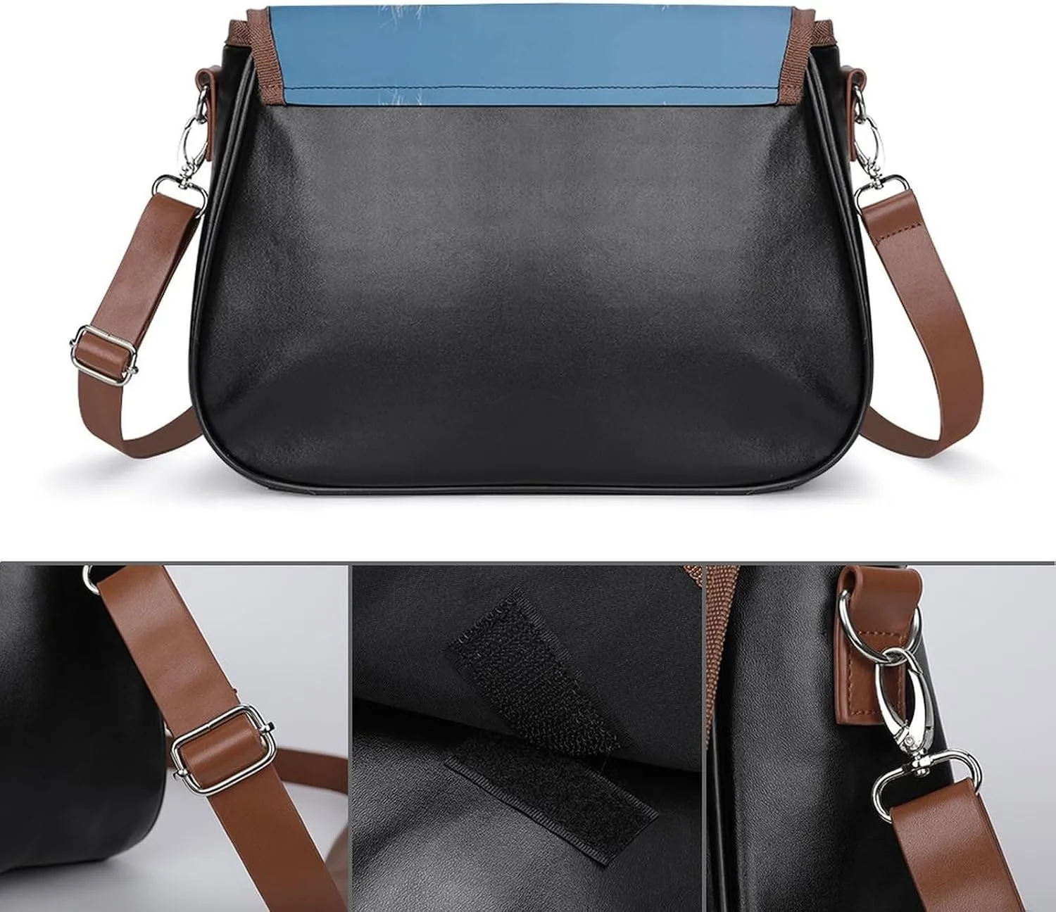 Leather Crossbody Bag for Women Siamese Cat Art Detachable Strap Handbags Travel Purse Shoulder Bags for Daily Use