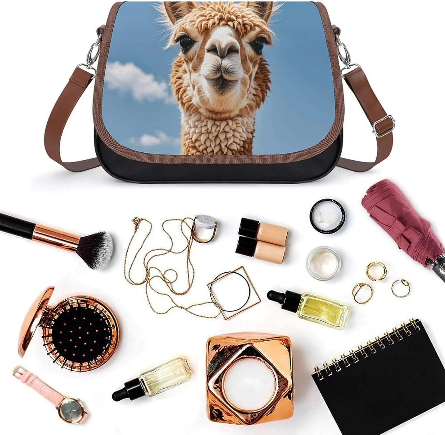 Leather Crossbody Bag for Women Siamese Cat Art Detachable Strap Handbags Travel Purse Shoulder Bags for Daily Use