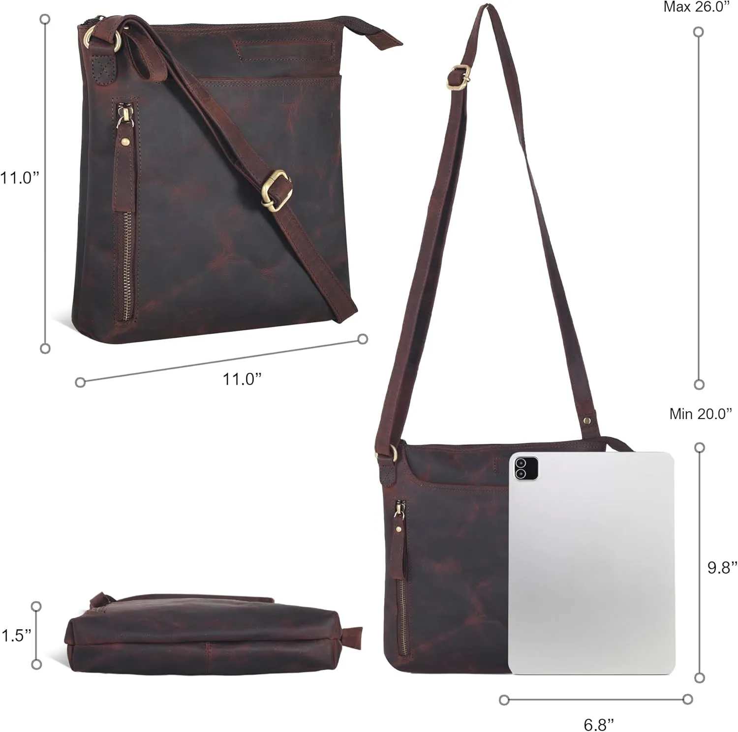 Leather Crossbody Bags for Women - Ladies Sling Handbags - Medium Cross body Purses Handbags - Purses For Women