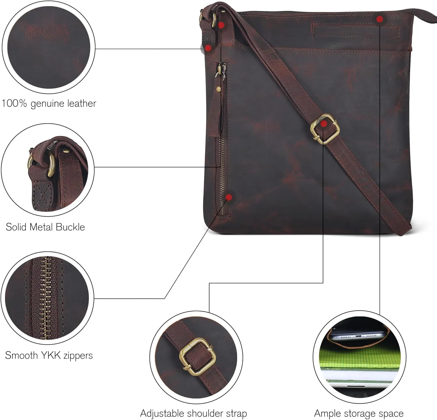 Leather Crossbody Bags for Women - Ladies Sling Handbags - Medium Cross body Purses Handbags - Purses For Women