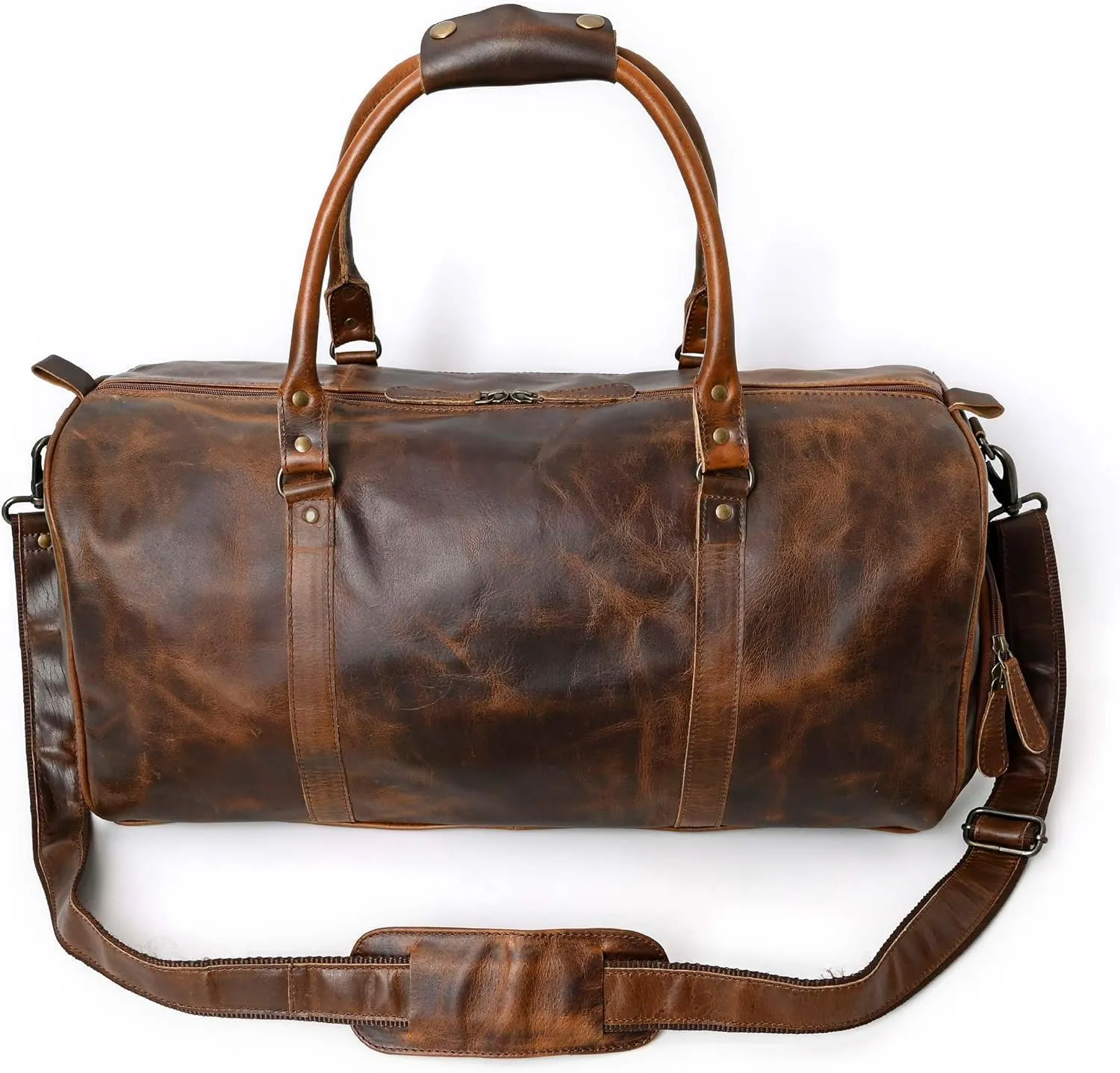 Leather Duffle Bags for Travel for Men and Women 21 inch Carry On Bag Full Grain Leather Gym Bag Overnight Weekend Leather Bags Sports Flight Professional (Light Brown)