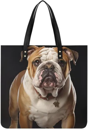 Leather Tote Bags for Women A Sleeping FoxHandbag Makeup Bag Casual Bag with Magnetic Buckle