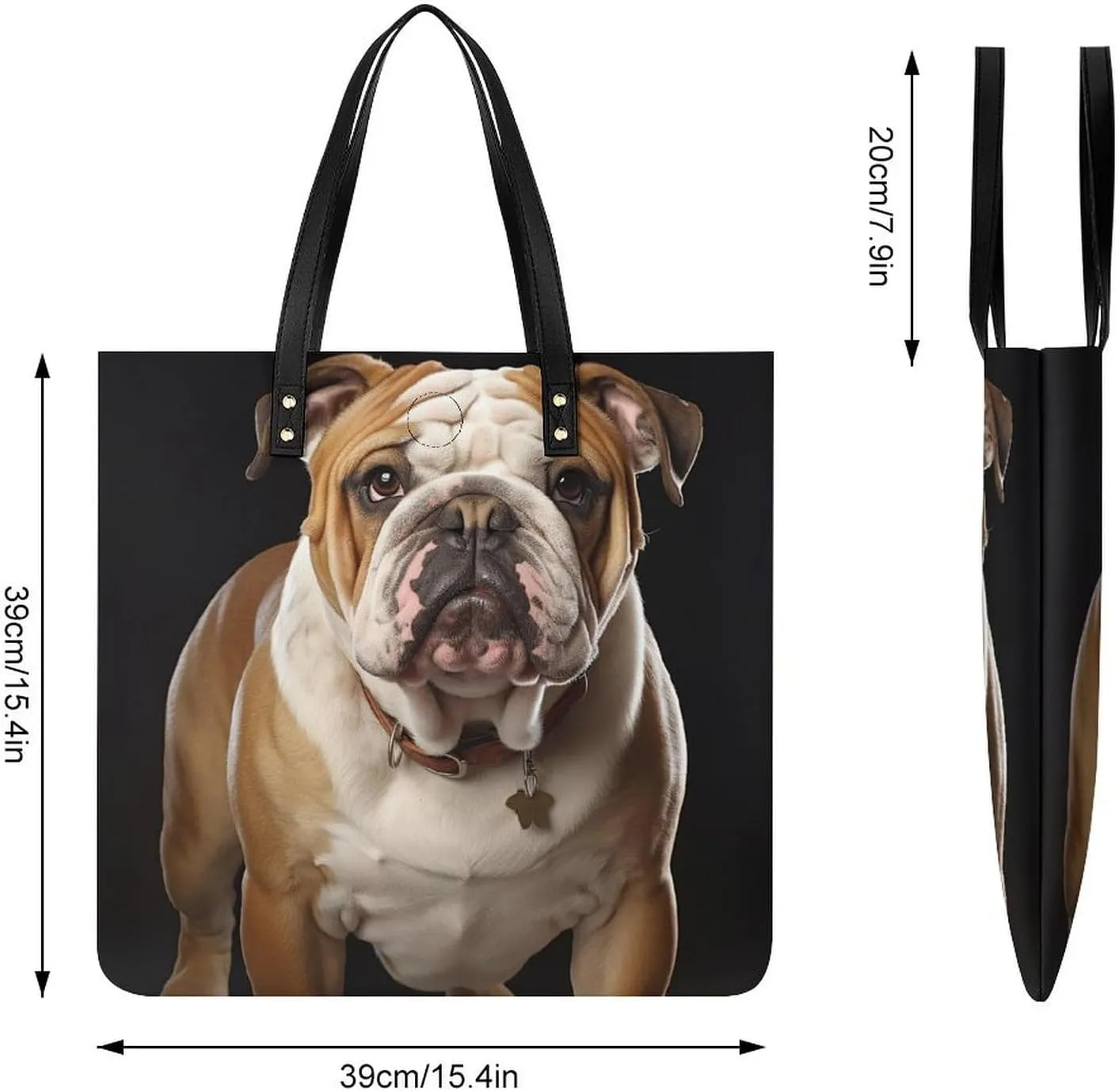 Leather Tote Bags for Women A Sleeping FoxHandbag Makeup Bag Casual Bag with Magnetic Buckle