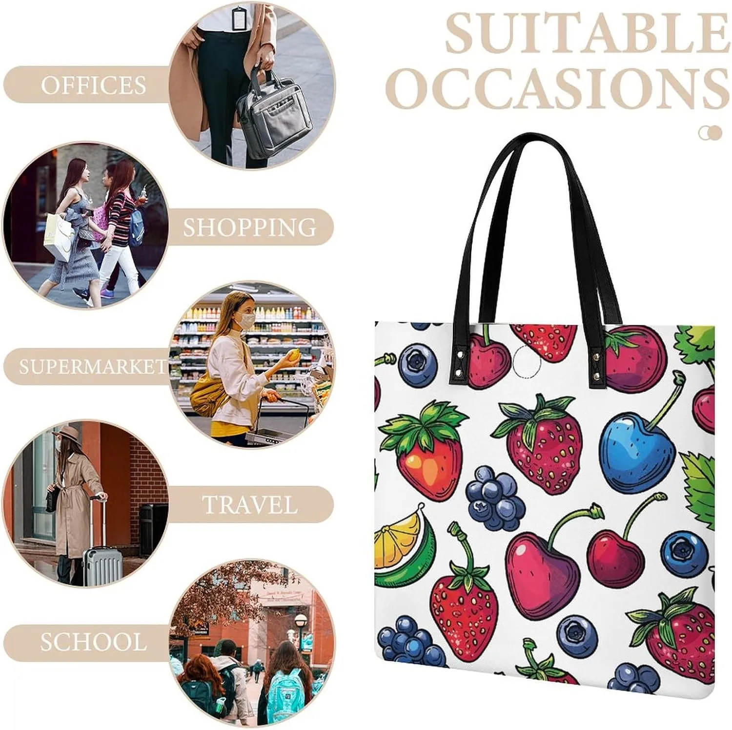 Leather Tote Bags for Women Lake And TreesHandbag Makeup Bag Casual Bag with Magnetic Buckle
