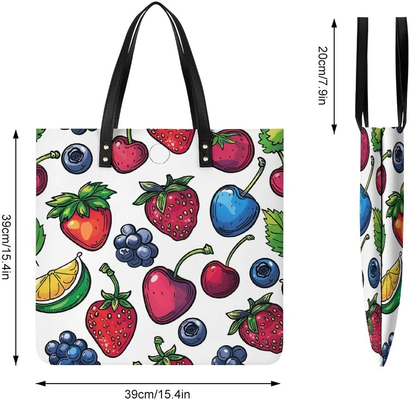 Leather Tote Bags for Women Lake And TreesHandbag Makeup Bag Casual Bag with Magnetic Buckle