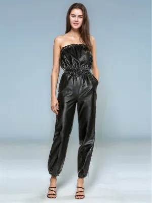 Leatherkin Sleek Leather Jumpsuit with Contemporary Appeal