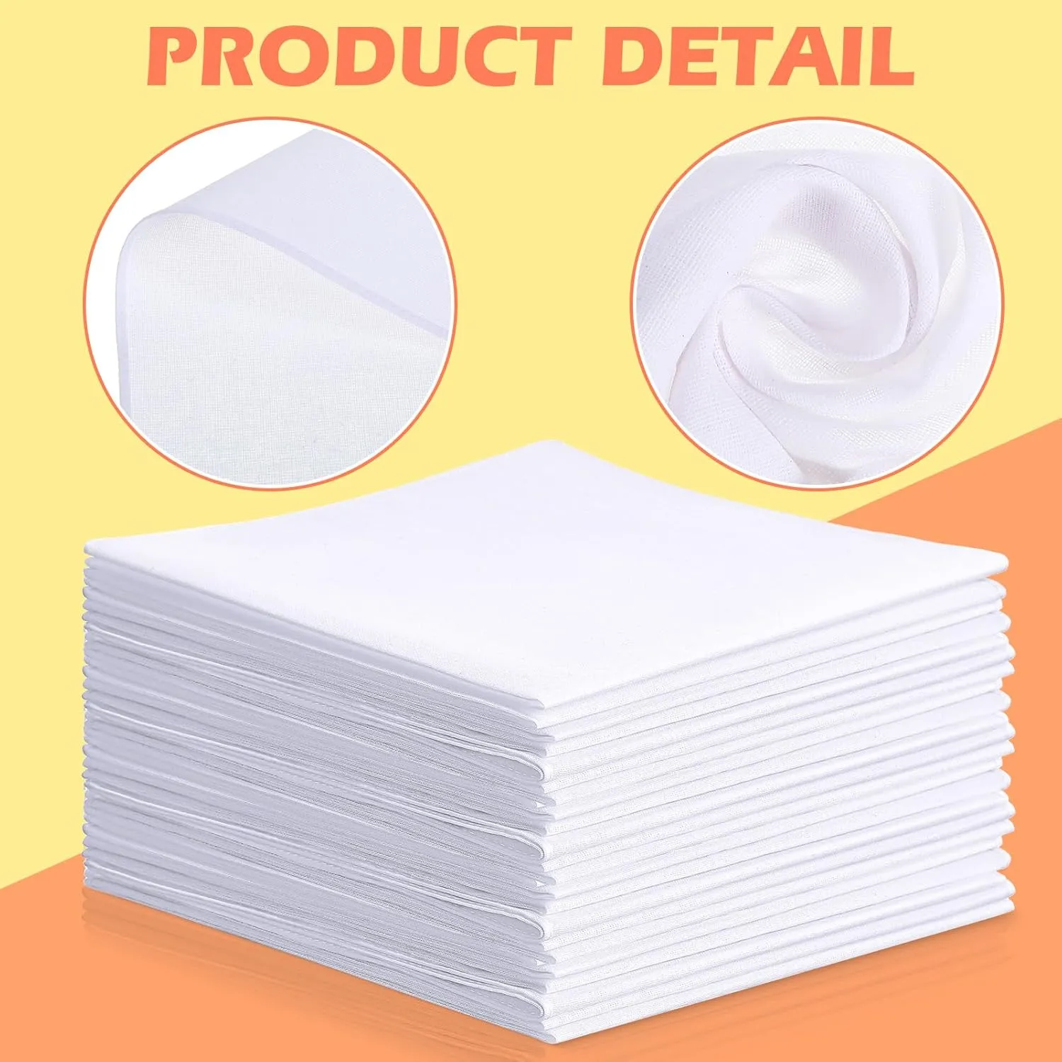 Leinuosen White Cotton Handkerchiefs for Men Classic Hankies Pocket Square Towel Small Size for Tie Dye Tea Parties
