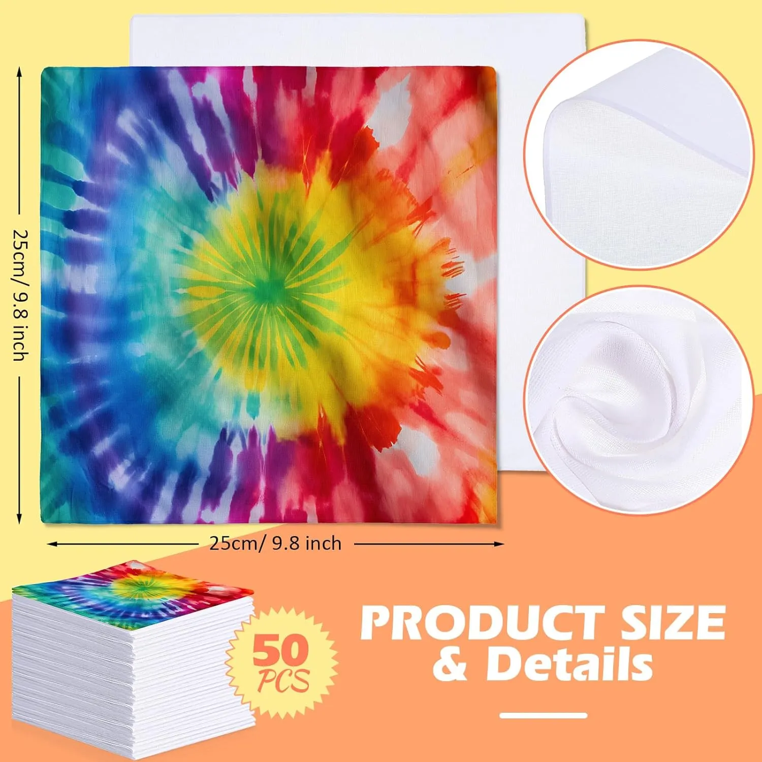 Leinuosen White Cotton Handkerchiefs for Men Classic Hankies Pocket Square Towel Small Size for Tie Dye Tea Parties