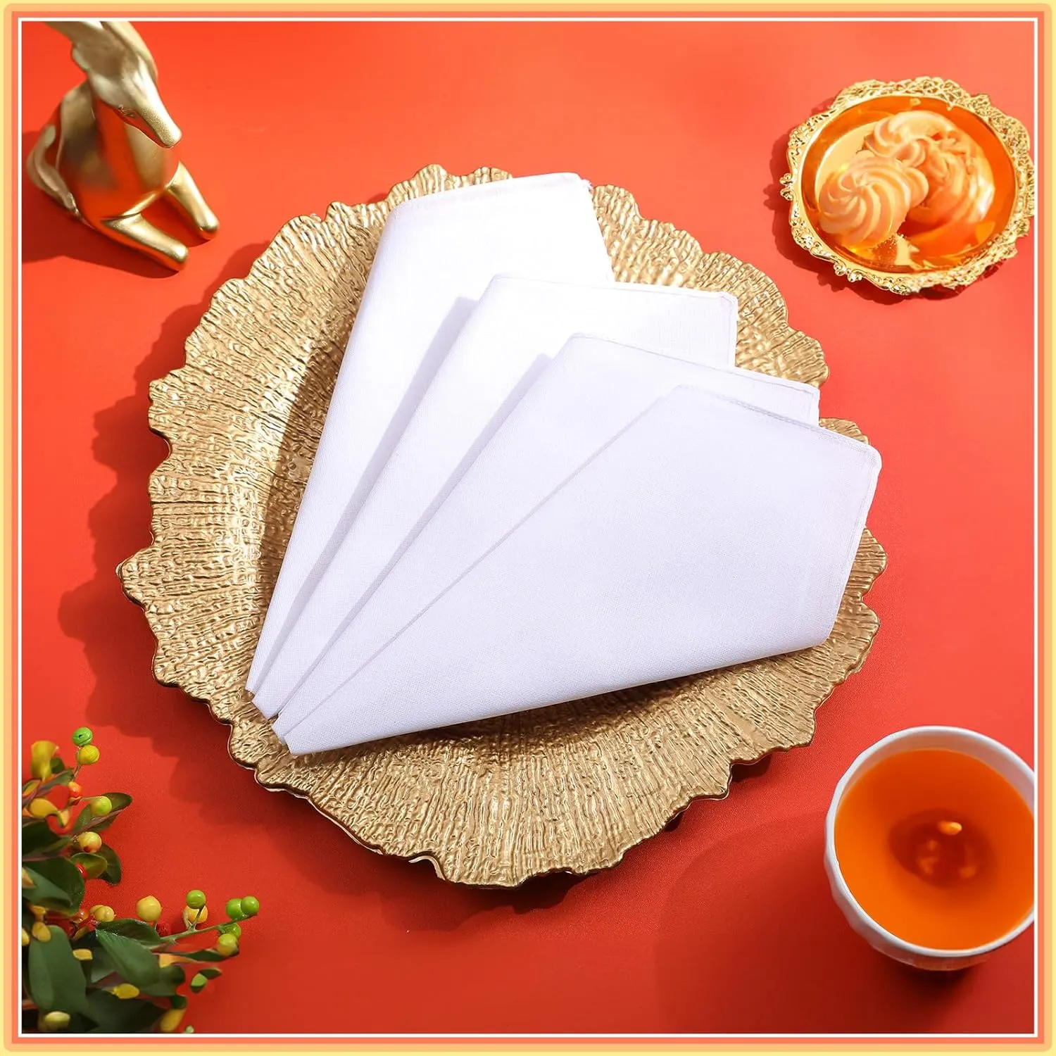 Leinuosen White Cotton Handkerchiefs for Men Classic Hankies Pocket Square Towel Small Size for Tie Dye Tea Parties