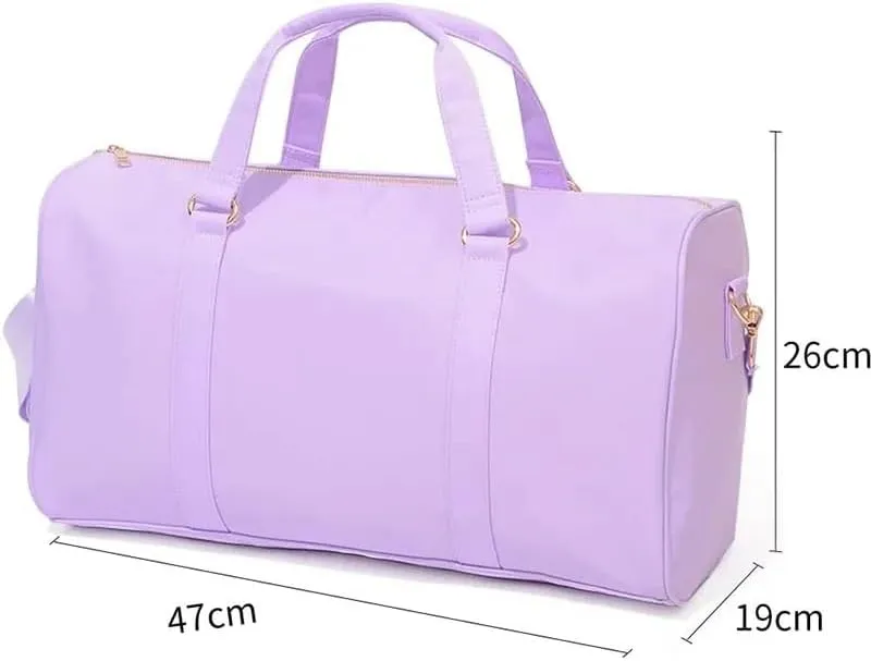 Leisure Nylon Outdoor Handbag Waterproof Fashion Travel Duffle Bag Women Small Travel Handbag-M(Light blue)