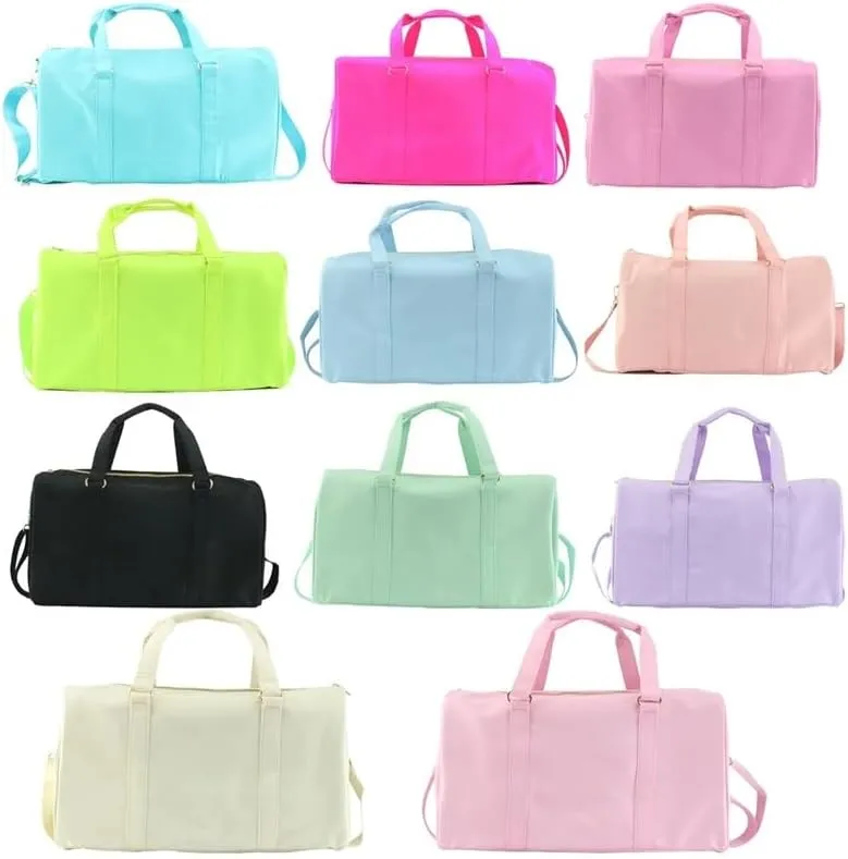 Leisure Nylon Outdoor Handbag Waterproof Fashion Travel Duffle Bag Women Small Travel Handbag-M(Light blue)