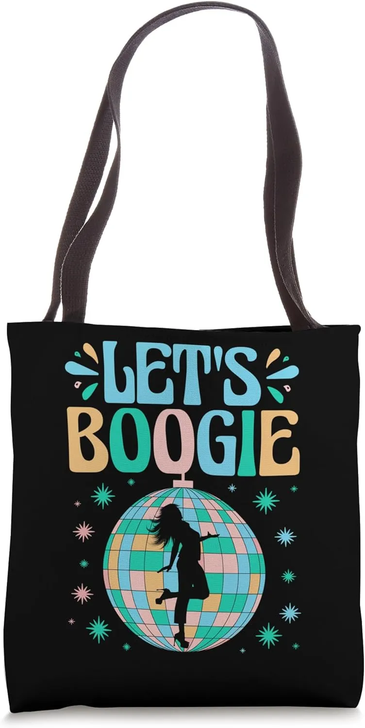 Let's Boogie Vintage 70’s Dancing Retro Dance Music Tote Bag