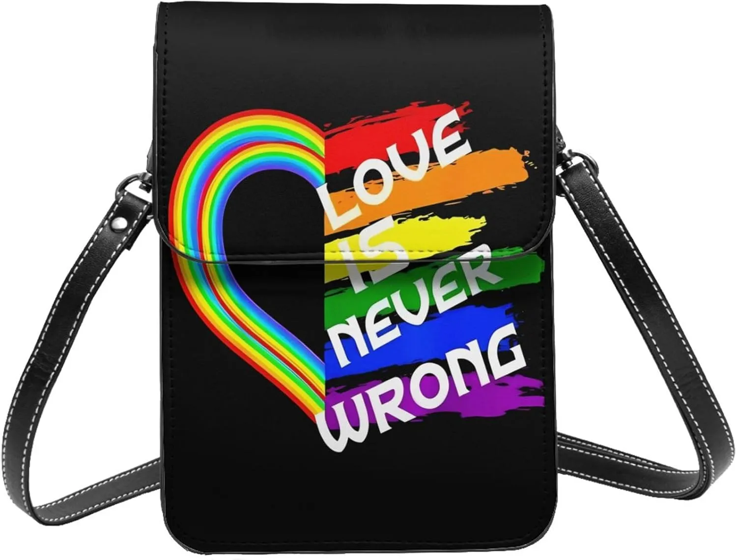 LGBT Pride Rainbow Gay Leather Crossbody Phone Purse for Women Cute Wallet Bags Lightweight Mini Sling Bag