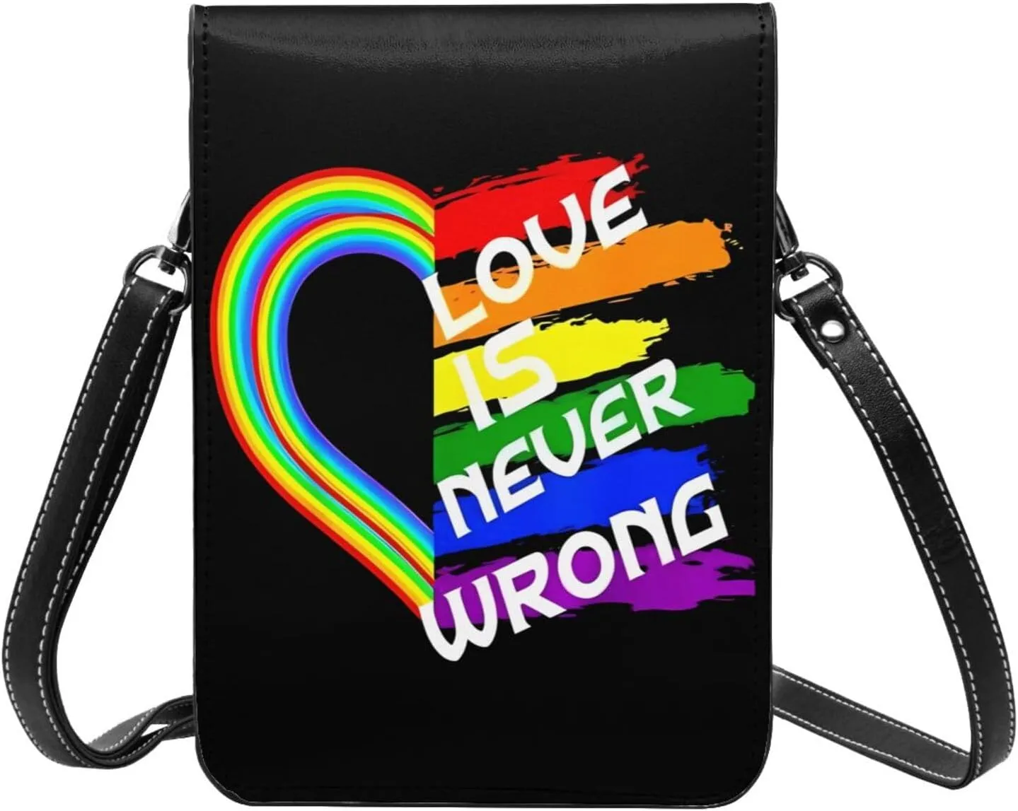 LGBT Pride Rainbow Gay Leather Crossbody Phone Purse for Women Cute Wallet Bags Lightweight Mini Sling Bag