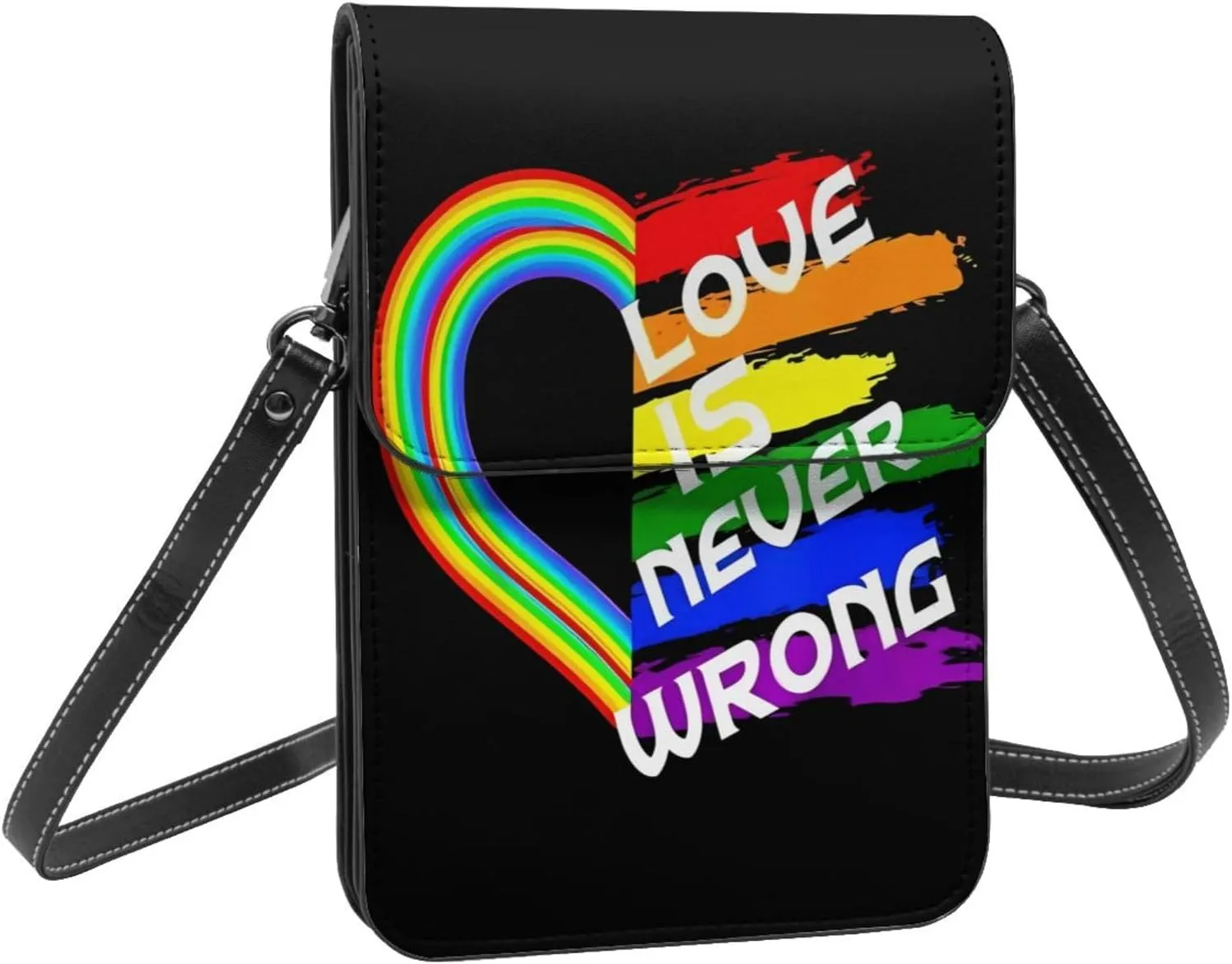 LGBT Pride Rainbow Gay Leather Crossbody Phone Purse for Women Cute Wallet Bags Lightweight Mini Sling Bag