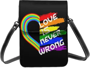 LGBT Pride Rainbow Gay Leather Crossbody Phone Purse for Women Cute Wallet Bags Lightweight Mini Sling Bag