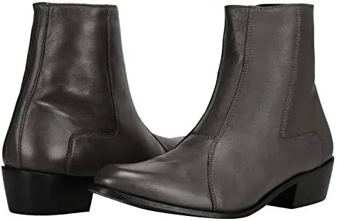LIBERTYZENO Mens Chelsea Side Zipper Ankle Boots Snake Print Leather Retro Dress Boots