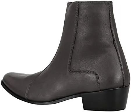 LIBERTYZENO Mens Chelsea Side Zipper Ankle Boots Snake Print Leather Retro Dress Boots