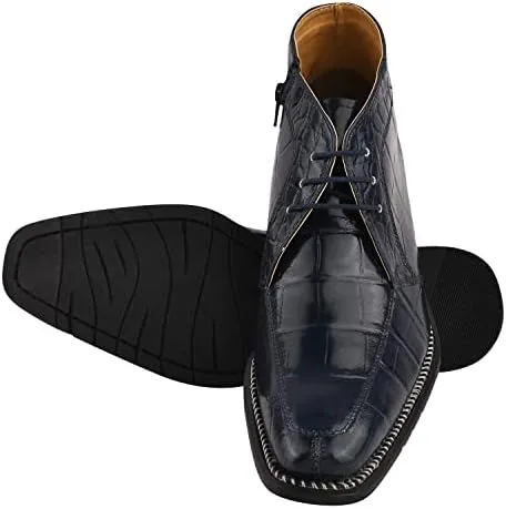 LIBERTYZENO Mens Crocodile Print Leather Adults High Ankle Lace Up Dress Shoes for Prom Graduation