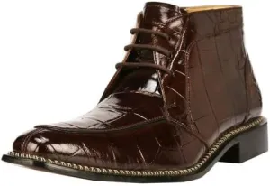 LIBERTYZENO Mens Crocodile Print Leather Adults High Ankle Lace Up Dress Shoes for Prom Graduation