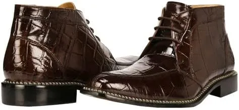LIBERTYZENO Mens Crocodile Print Leather Adults High Ankle Lace Up Dress Shoes for Prom Graduation