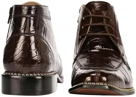 LIBERTYZENO Mens Crocodile Print Leather Adults High Ankle Lace Up Dress Shoes for Prom Graduation