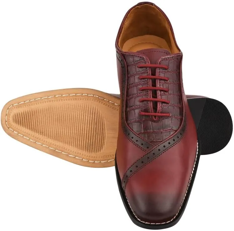 LIBERTYZENO Mens Plain & Animal Print Leather Adults Formal Lace Up Dress Shoes for Prom Graduation