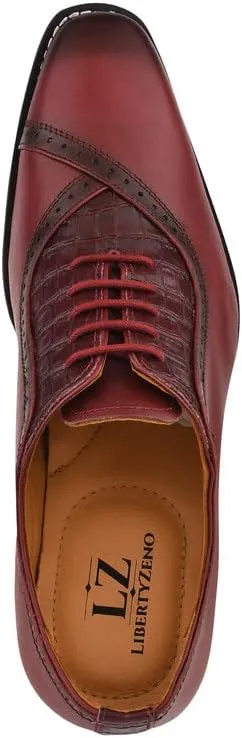 LIBERTYZENO Mens Plain & Animal Print Leather Adults Formal Lace Up Dress Shoes for Prom Graduation