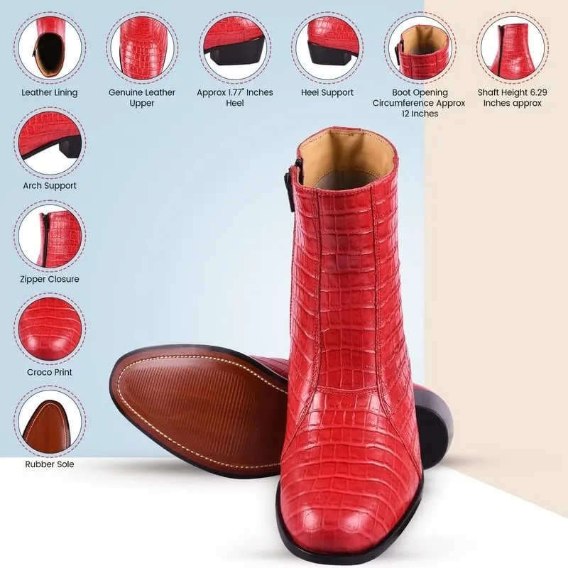 LIBERTYZENO Mens Plain & Snake Print Leather Adults High Ankle Retro Dress Boots for Prom Graduation