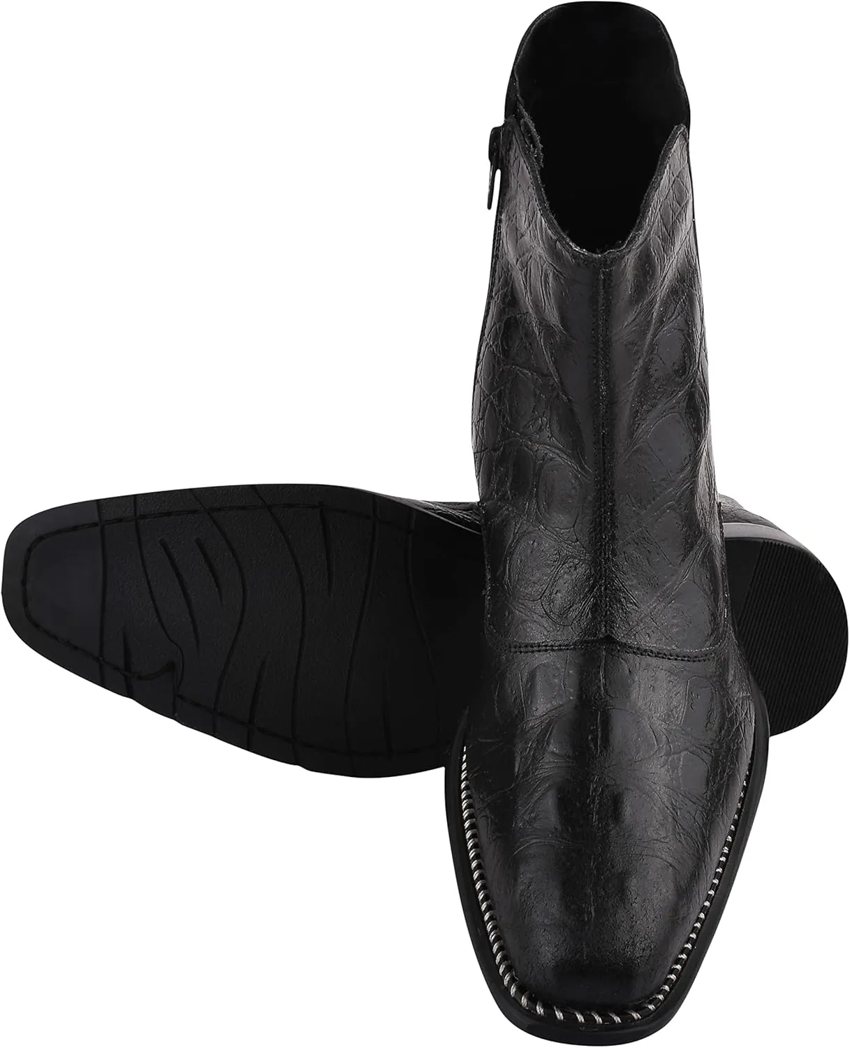 LIBERTYZENO Mens Plain & Snake Print Leather Adults High Ankle Retro Dress Boots for Prom Graduation