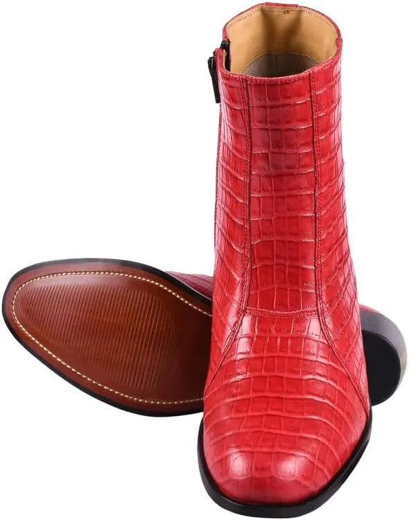 LIBERTYZENO Mens Plain & Snake Print Leather Adults High Ankle Retro Dress Boots for Prom Graduation