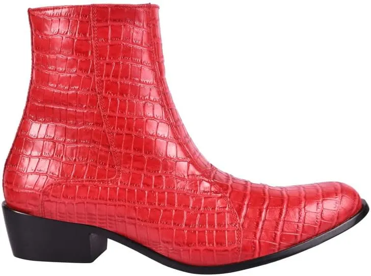 LIBERTYZENO Mens Plain & Snake Print Leather Adults High Ankle Retro Dress Boots for Prom Graduation