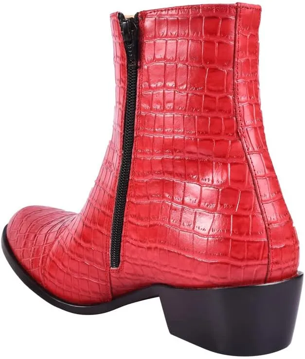 LIBERTYZENO Mens Plain & Snake Print Leather Adults High Ankle Retro Dress Boots for Prom Graduation