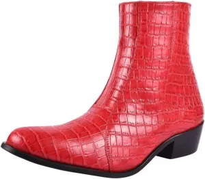 LIBERTYZENO Mens Plain & Snake Print Leather Adults High Ankle Retro Dress Boots for Prom Graduation