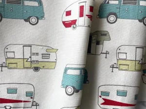 Lighter-Weight Retro Groovy Campers & Vans on Natural Cotton Canvas (Made in USA)
