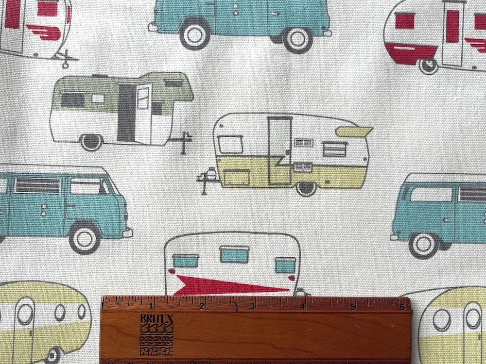 Lighter-Weight Retro Groovy Campers & Vans on Natural Cotton Canvas (Made in USA)