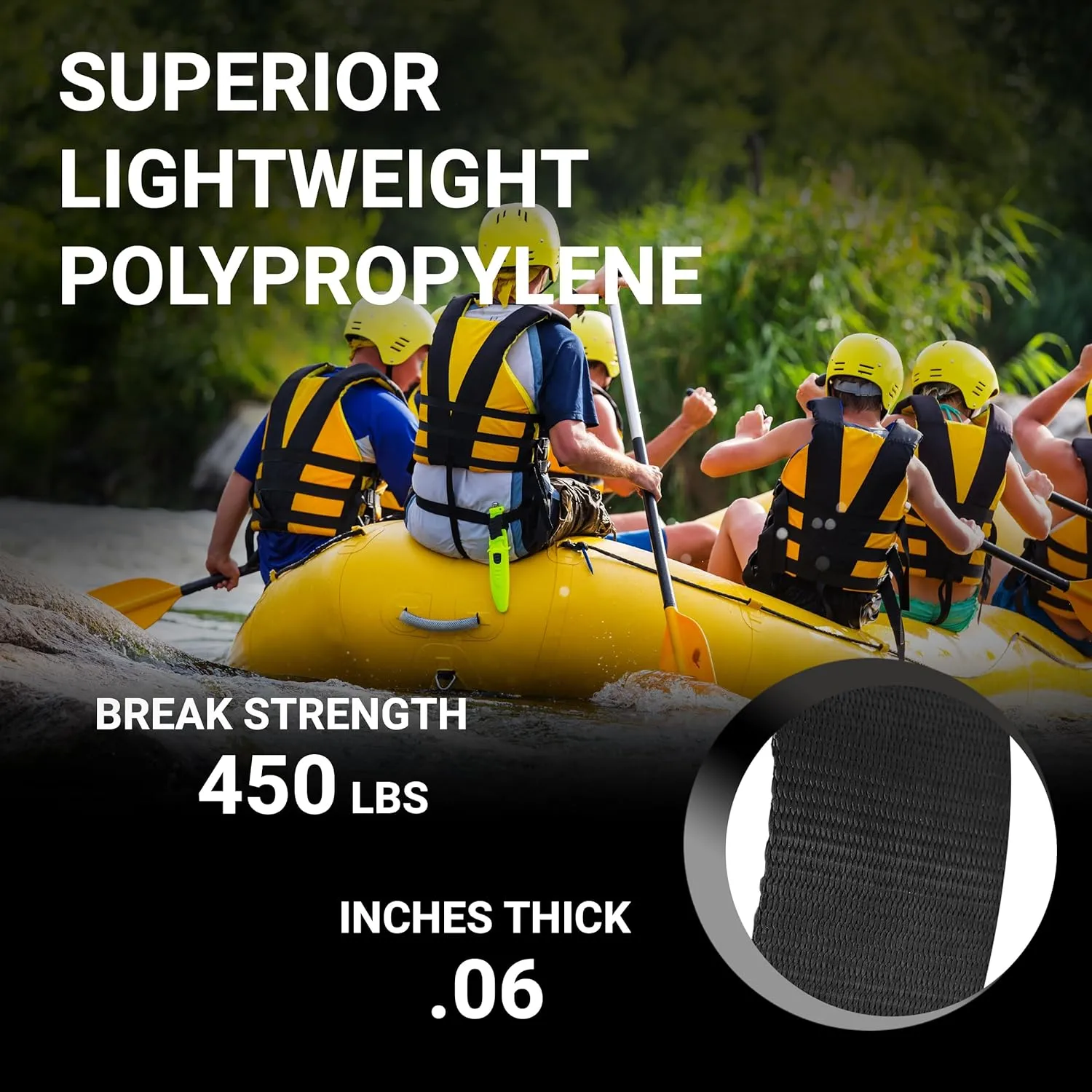 Lightweight Polypropylene Webbing - Poly Strapping for Outdoor DIY Gear Repair, Pet Collars, Crafts – 3/4 Inch by 10, 25, or 50 Yards, Over 20 Colors