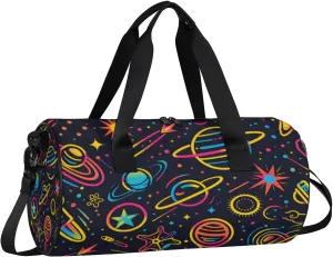Lightweight Travel Duffle Bag Colorful Planets Gym Bag for Women Men Stylish Small Duffle Bag for Fitness Yoga Travel Overnight Sport